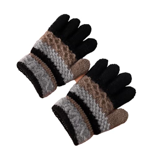 Gants Enfants,Gants d'Hiver Tricotés pour Enfants Mitaines Chaudes pour Enfants Gants en Tricot Extensibles à Doigts Longs pour Garçons ou Filles pour Enfants 3-8Ans (noir) Cover