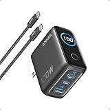 Anker Charger, 100W Max USB C Charger Block, 3-Port GaN and Ultra-Compact Wall Adapter, Smart Displayand Touch Control, for MacBook, iPad, iPhone 17/16 Series, and More (Non-Battery)