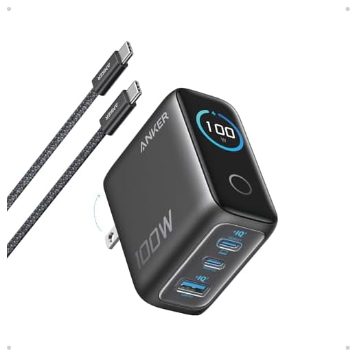 Anker Phone Charger,UP to 100W USB C Charger Block,Ultra-Compact 3-Port GaN Fast Wall Adapter with Smart Display and Touch Control for iPhone 17 Series,iPad,MacBook Pro/Air(Include Cable,Non-Battery)