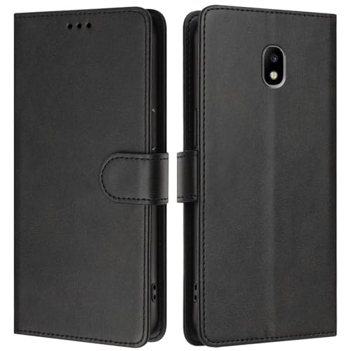 Compatible with Samsung Galaxy J7 (2017) J730 PU Leather Phone Cover,Compatible with Samsung Galaxy J7 Pro (2017) Card Slots Flip Stand Wallet Case Black