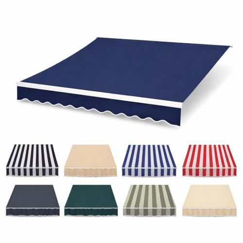 LjsJawrxen Retractable Patio Awning Replacement Fabric Polyester with PU Coating Awning Cover Replacement Waterproof UV-Resistant Sunshade Canopy for Patio Deck Balcony Window Door(Sea Blue,11x8ft)