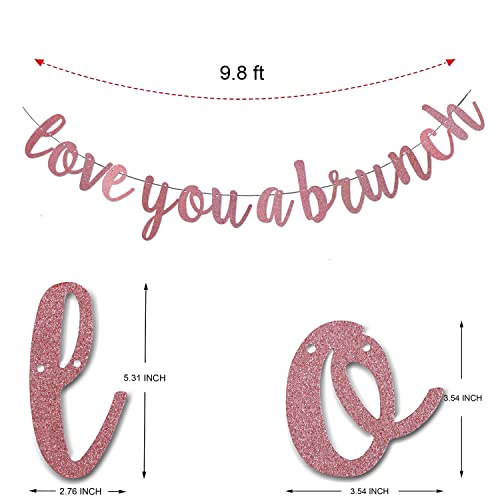 MJJLT Love You A Brunch Banner, Rose Gold Glitter Bridal Shower Engagement Birthday Party Decorations / Brunch Party Bunting Ornament / Dessert Table Sign, Pre-Strung by MJJLT - Used condition - Image 3