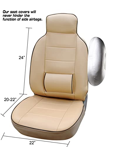 Protech 115303 Tan - Leather Like 2 Front Car Seat Covers For Impreza Wrx Legacy Forester Crosstrek Crosstrek Hybrid Outback 2020 2019 2018-2007 #TOP5