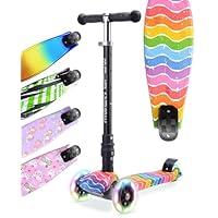 BOLDCUBE Big Fold | 3 Wheel Scooter for Kids Ages 5-10 Years | LED Wheels | Height Adjustable 65 to 89 cm | Rear Reflectors