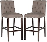 Safavieh Home Collection Norah Dark Taupe and Espresso Barstool (Set of 2)