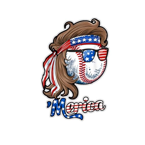 Baseball Mullet 4th of July Flag Sticker Kit