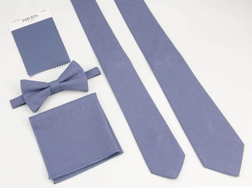 Image of Mens Solid Linen Ties - Slim Pattern Necktie for Men Wedding Groomsmen