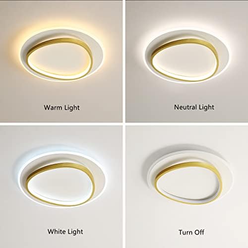 LED Ceiling Lights Kitchen Lights Ceiling Dimmable 46W Modern Flush Mount Ceiling Lighting with Remote Control Light Fittings Ceiling for Living Room Bedroom Kitchen Gold and White