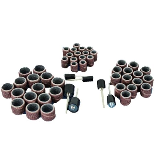 Image of TMAX 51 pc Mixed Size 1 /4 Inch 3 /8 Inch 1 /2 Inch Sand Drum 60 Grit Coarse with 1 /8 Inch Mandrels for Dremel Rotary Tools