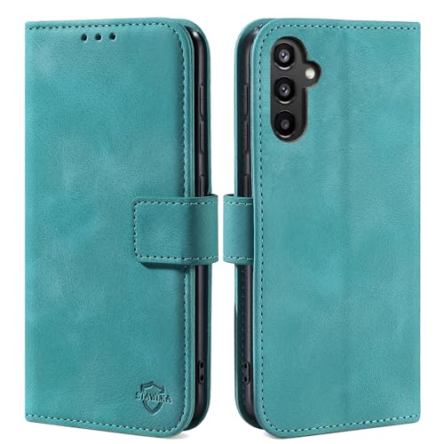 STAWLKA Case for Samsung Galaxy S24, Premium Flip Wallet Case Card Holder Kickstand Magnetic PU Leather Shockproof TPU Bumper Protective Folio Phone Cover for Samsung Galaxy S24 - Green