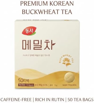 Roasted Buckwheat Tea Bags, Korean Grain Tea, 50 Count, 75g, Caffeine Free - 1