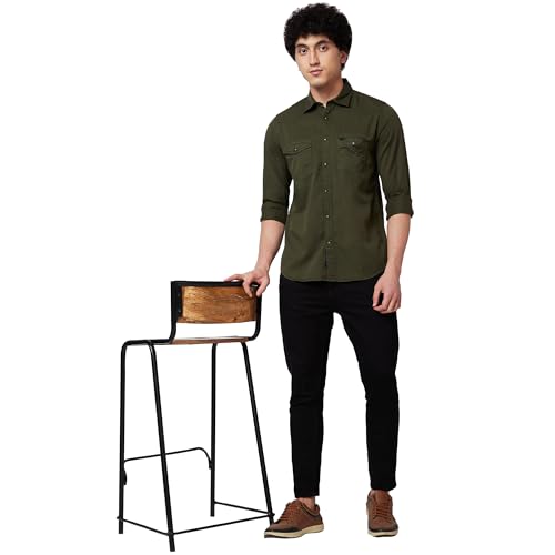 Image of Spykar Men's Regular Fit N /A Full Sleeve Solid Casual Shirts