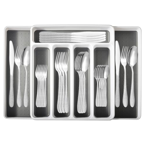 OBR KING Besteck Set 6 Personen, 30 teilig Besteckset mit Besteckkasten für Schubladen, Edelstahl Câ€¦ – Miniatur