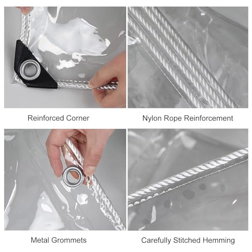 Bâche imperméable en PVC transparent avec œillets et fermeture éclair - 4