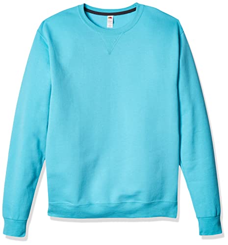 Fruit of the Loom Men's Fleece Crew Sweatshirt, Scuba Blue, Medium