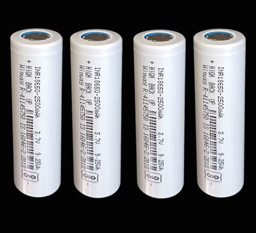 Image of Rechargeable Batteries Winway 3.7 Volt 2500 Mah Lithium-Ion Batteries Li-Ion Batteries Rechargeable Battery Light, Bluetooth Speaker, Trimmer, Battery Student Project (4, Pack of 4)