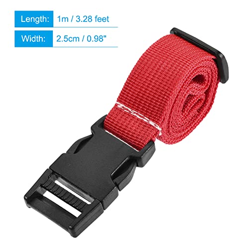 Image of MECCANIXITY Utility Strap with Buckle 1x40 Inch Polyester Quick Release Adjustable Belt for Travel Outdoor Bag Luggage Packing (Red)