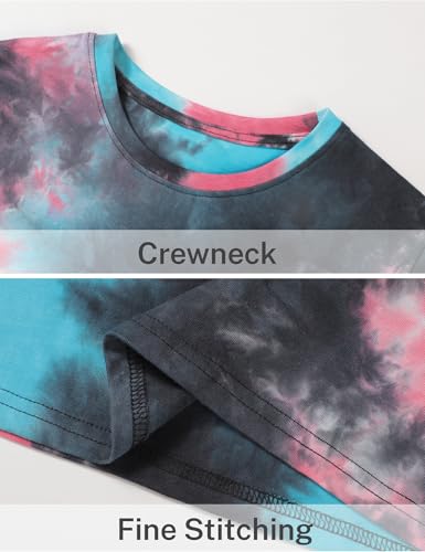 Image of Boys Tie Dye Shirt Cotton Short Sleeve Tshirts for Boys Summer Tops Kids Clothes Size 5-14 Years