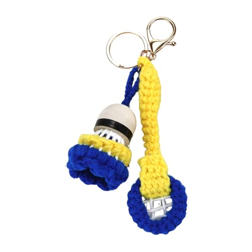 Multi Functional Crochet Keychain Badminton Racket Shape for Decorating Daily Items and As a Gift Portable Craft Handmade Croche