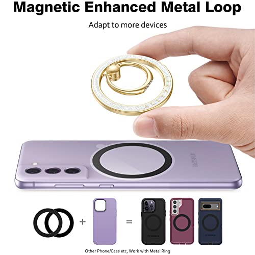 Allengel Compatible with MagSafe Phone Grip Stand, Magnetic Phone Ring Holder with Finger Kickstand for iPhone 15/14/13/12 Pro/Pro Max/Plus MagSafe Accessories (Starry Sky White) - Thumbnail 7