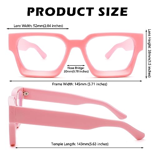 Image of Braylenz Square Thick Frame Blue Light Glasses for Men Women Fashion Clear Computer Eyeglasses