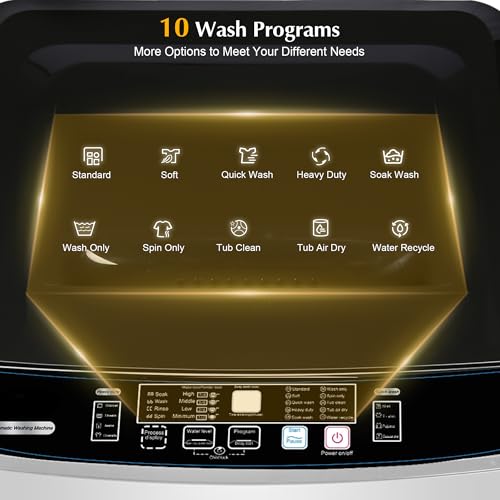 Image of Portable Washing Machine, Full Automatic Portable Washer 17.7lbs Small Washing Machine 10 Wash Programs, 24hr Timer, Drain Hose, Apartment Washer Machines for RV, Dorm, College, Home, Off-White