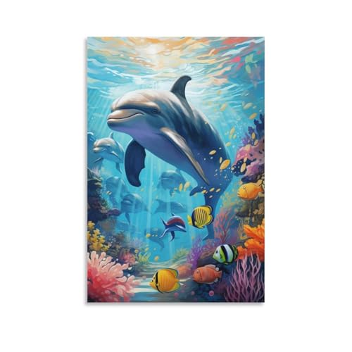 Lienzo de delfines pintura decorativa que llena de paz tu salon