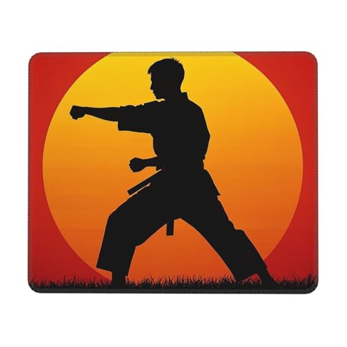 Mauspad, Computer-Mauspad mit rutschfester Gummiunterseite, Sonne, Karate, Silhouette, waschbar, Gaming-Mauspad, tragbare Tastatur-Pad für Laptop, Büro, Zuhause, 20,1 x 24,1 cm