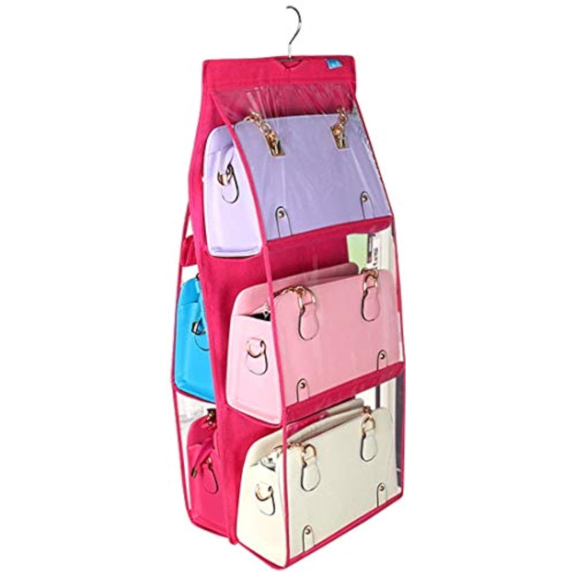 6 Pocket Large Clear Purse Handbag Hanging Storage Organizer