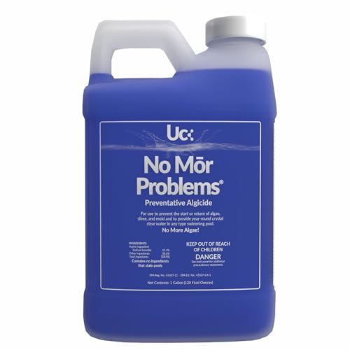 United Chemical No Mor Problems Preventative Pool Algaecide & Water Clarifier - Non-Staining pH Independent Algae Prevention 1 Gallon
