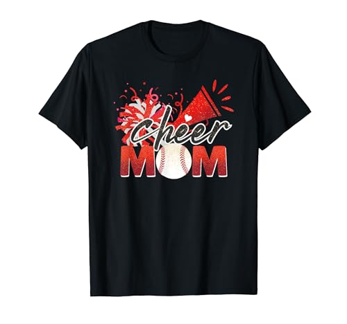 Cheer Mom Baseball Sport Lover Pom Party Gritando Divertido Camiseta