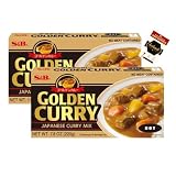 S&B Golden Curry Hot 2x220g + Mini Ricettario Giapponese Incluso,Curry Giapponese in Dadi Originale, Salsa Curry Piccante Facile e Veloce - beebunch