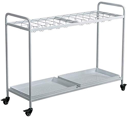 Gran Estante del Metal del bastón con Ruedas paragüero del Ministerio del Interior Corredor de Almacenamiento 48 Rejilla 48 Gancho Bandeja de Goteo 100X35X77 Cm