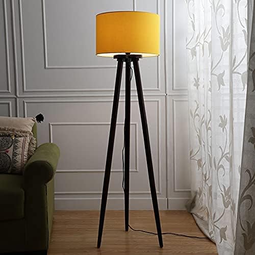 Tripod Floor Lamp for Living Room (Yellow) Wood Night Lamp for Bedroom, Home, Living Room, Bedside, Home Decor Items