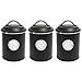 Set de 3 bocaux de rangement en métal 'Coffee, Tea, Sugar' avec couvercle Ø11,5x17cm noir, pot de rangement, boîte à café, boîte à thé, sucrier