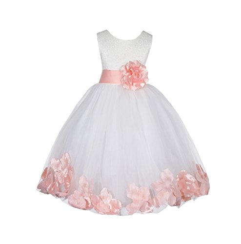 Ivory Flower Girl Dress Birthday Party Biscotti Malibu Blue Peach Plum R65S