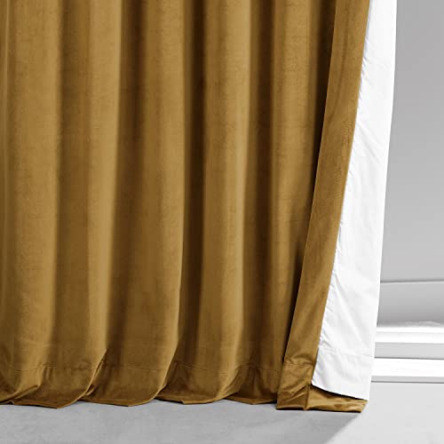 Image of HPD Half Price Drapes Blackout Solid Thermal Insulated Window Curtain 50 X 96 Signature Plush Velvet Curtains for Bedroom & Living Room (1 Panel), VPYC-SBO190159-96, Apple Cider Gold