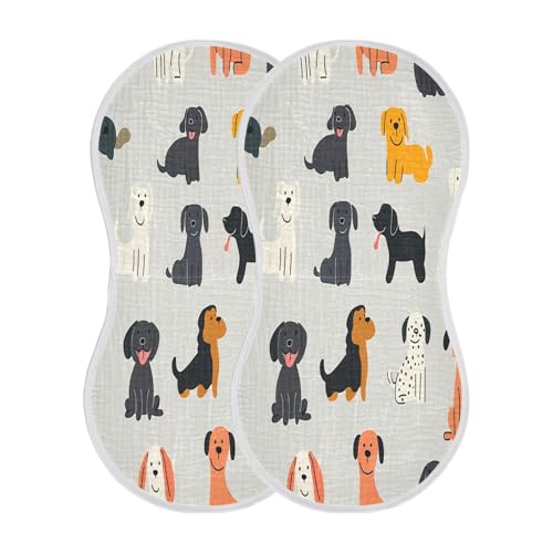 Cartoon Dog Burp Cloths Cotton Baby Washcloths,Large 22x11in Burping Cloth Absorbent and Soft for Newborn Baby Boys and Girls,2 Pack2
