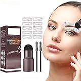 Augenbrauen Schablone, Augenbrauen Stempel,10 Schablonen & 2 Augenbrauen Bürste Pinsel, , Wiederverwendbares Anhaltende Eyebrow Stamp Kit(Dunkelbraun)