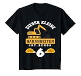 Bauarbeiter 6. Geburtstag Junge 6 Jahre Bagger Baustelle T-Shirt