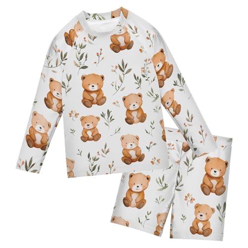 Evita quemaduras con el traje de baño de manga larga infantil de oso para playa