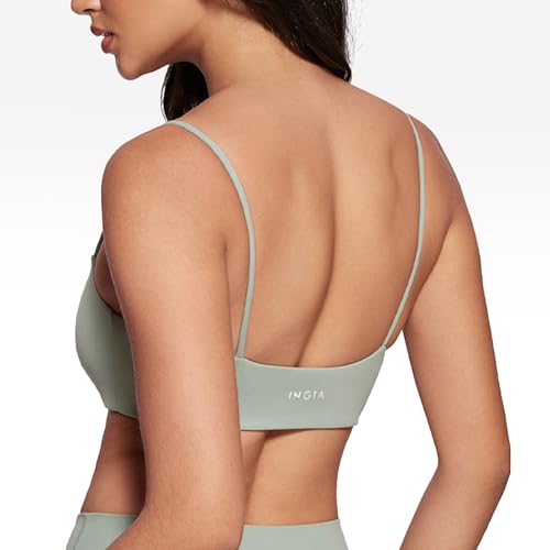 Image of INGIA Womens Square Neck Sports Bra Workout Bra | Spaghetti Strap, Padded, Cami,Yoga, Wireless, Square Back, Crop Top, for Women