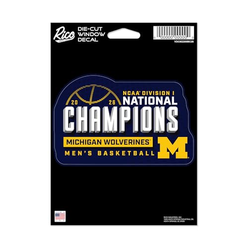 Rico Industries NCAA Michigan Wolverines 2026 Men's Basketball National Champions 5" x 7" Vinyl Die-Cut Decal - Car/Truck/Home Accessory