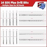 Keewaki 19-Piece SDS Plus Drill and Chisel Set – Heavy Duty Rotary Hammer Drill Bit Set for Concrete, Brick & Masonry with Cross Tip Carbide SDS Drill Bits and Chisel Set with Storage Case - Image 4