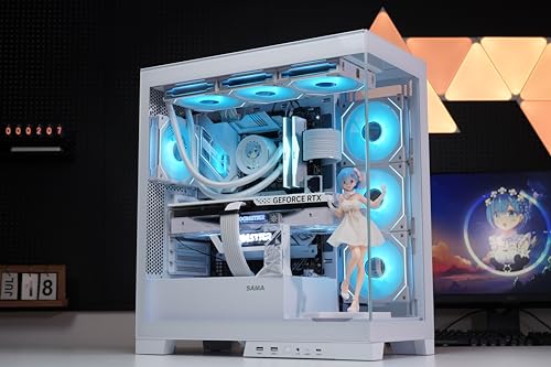 SAMA NEVIEW 4503 White Airflow Full Tower Case ATX PC Gaming Case Dual Tempered Glass 4X12CM ARGB Fan Pre-Install USB3.0X2 Type C Included 360mm AIO Support at Top - Thumbnail 3