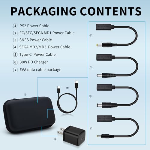 Chargeur rapide 9V PD multi-console avec câble 4-en-1 pour SEGA MD2 et SFC