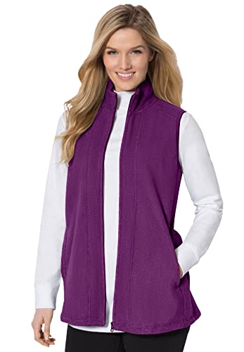 Woman Within Zip-Front Microfleece Vest Long Fleece Vest