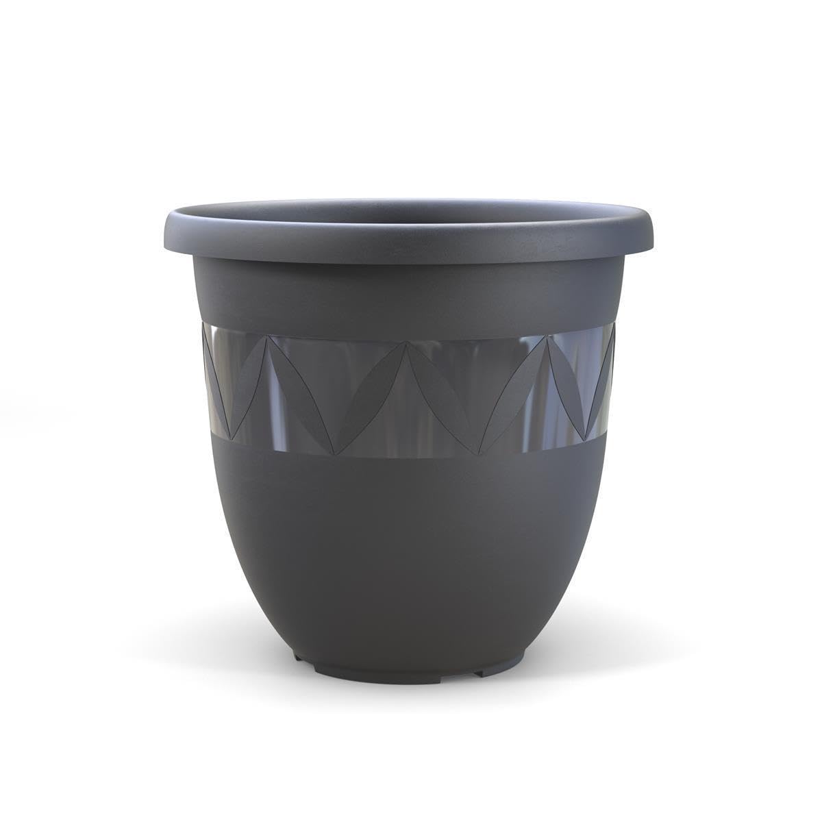 Plastard Blumentopf Ø 47 cm Durchmesser Anthrazit grosser Pflanzkübel für Innen und Außen Übertopf Untertopf Blumenkübel aus Kunststoff für Garten Balkon Terrasse Pflanzentopf