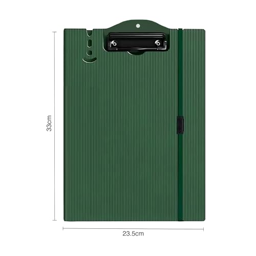 Image of oddpod Vertical A4 Plastic Clipboard with Elastic Strap /Multi-Function Document Paper Storage File Folder with Outer Cover for Students & Professionals - Pine Green
