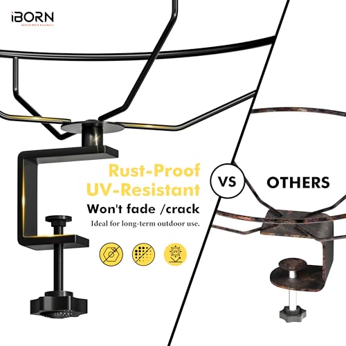 iBorn Bird Bath,Deck Mounted Bird Baths 12inch,Birdbath for Outside with Clamp 3.2inch,BPA-Free Bowl,Chew-Proof,Fully Detachable Design,Easy Clean & Refill,Gray,1 Pack(Not Include Fountain)